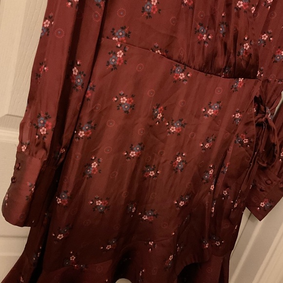 PAIGE Wmns Parisa Mini Wrap Dress W/Long Sleeves in Velvet Red Multi Size m - Picture 8 of 15